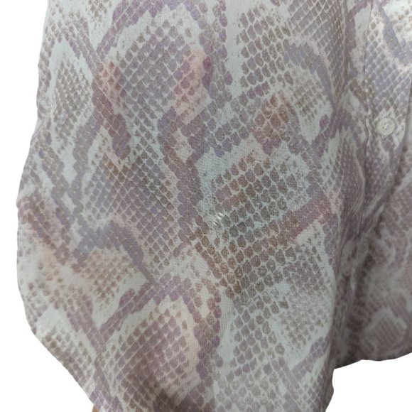 WORKING White House Black‎ Market long sleeve sheer Snake print button up Blouse - Picture 8 of 11